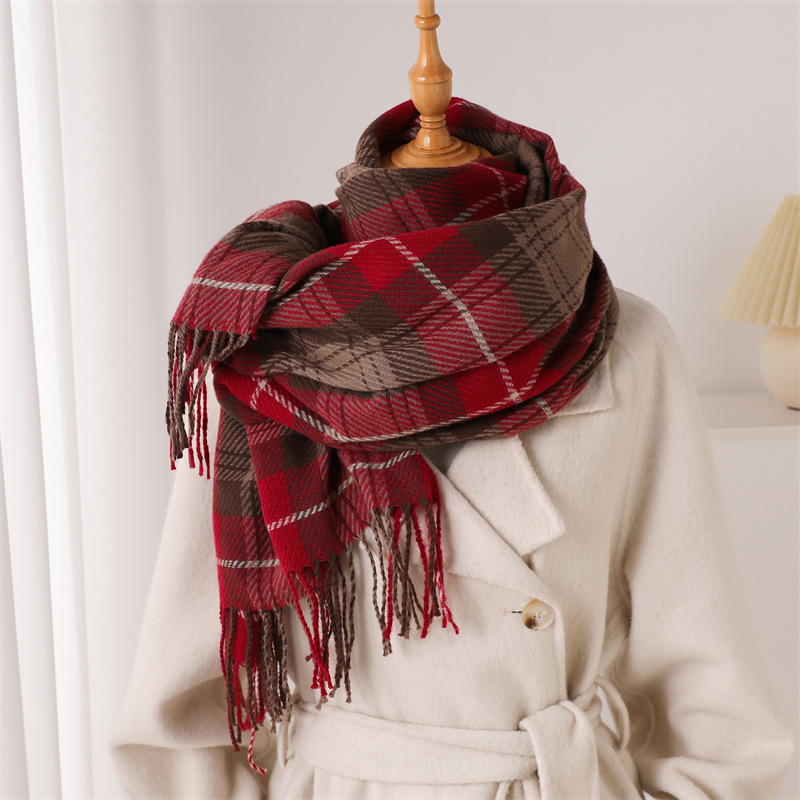 Pashmina Wrap Large - Роскошный зимний теплый шарф в клетку